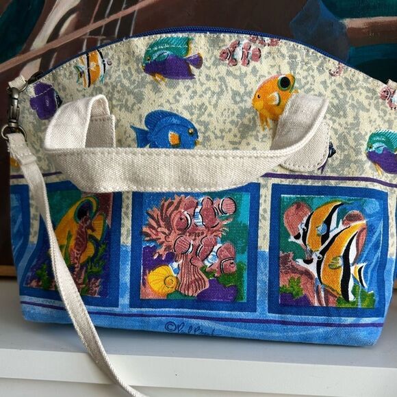 Paul Brent Coastal Life Nautical Fish Canvas Crossbody Bag - Picture 15 of 16